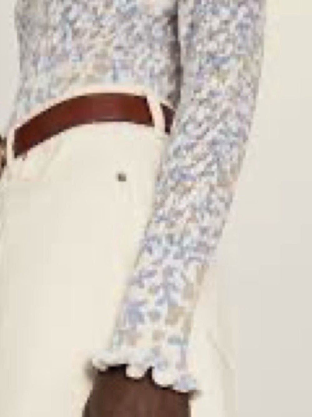 Zara Fine Knit Top Floral Print Mock Neck Ruffle Long Sleeve Sweater Cottagecore - Picture 3 of 12
